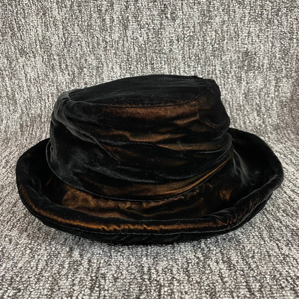 Vintage‎ SJ Maughan of London Crushed Velvet Bucket Hat Brown Made in England